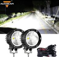 🚀 auxbeam 4in 72w round led offroad light: powerful 2pcs 7200lm spot light pod with wiring harness kit for super bright white led illumination – ideal for truck jeep motorcycle suv atv utv wrangler logo