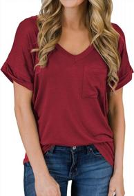 img 3 attached to Loose Casual Tee T-Shirt For Women: MIHOLL Short Sleeve V-Neck Top