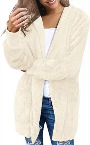 img 2 attached to Женский кардиган с капюшоном и большими драпированными карманами с открытым передом - LookbookStore