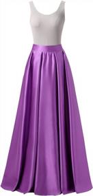 img 2 attached to Элегантная атласная макси-юбка с высокой талией, расклешенными качелями и складками для женского выпускного платья