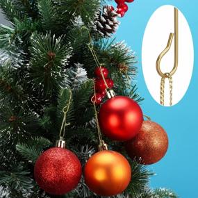img 1 attached to 200 шт золотые рождественские украшения крючки металлические проволочные вешалки с ящиком для хранения для декора дерева