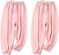 👶 soft slub cotton harem pants for baby girls - bouclede long bloomers 2 pack (12m-7t) logo