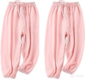 img 1 attached to 👶 Soft Slub Cotton Harem Pants for Baby Girls - Bouclede Long Bloomers 2 Pack (12M-7T)