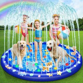img 4 attached to Inflatable Splash Pad For Kids And Dogs - Non-Slip Safari Baby Dog Water Toy With Fun Backyard Fountain Sprinkler - Perfect For Toddlers 8-12, Summer Outdoor Activities And Dog Playtime.