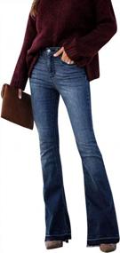 img 4 attached to LONGBIDA Skinny Bell Bottom Jeans High Waisted Stretch Straight Slim Fit Denim Pants