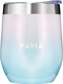 img 4 attached to Favia 12Oz Stainless Steel Vacuum Insulated Wine Tumbler With Leak-Proof Lid – Perfect For Hot Or Cold Drinks – Ideal Gift For Women, Travel Or Outdoor Use – Dishwasher Safe - Cotton Candy Color