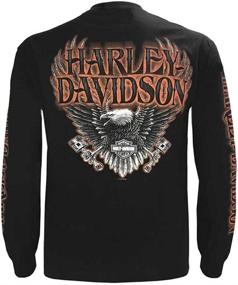 img 1 attached to 🦅 Harley-Davidson Men's Eagle Piston Long Sleeve Crew Shirt, Black 30299947: Unleash Your Inner Rebel in Style!