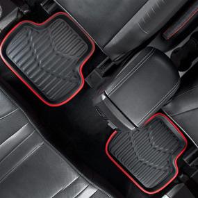 img 2 attached to CAR Pass Luxury Faux Leather Universal Fit 3D Waterproof Car Floor Mats - Premium Anti-Slip Safety for Suvs, Vans, Trucks - Pack of 4 - Durable, All-Weather Design - Easy to Clean - Black with Red Accents - Medium Size