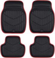 car pass luxury faux leather universal fit 3d waterproof car floor mats - premium anti-slip safety for suvs, vans, trucks - pack of 4 - durable, all-weather design - easy to clean - black with red accents - medium size logo