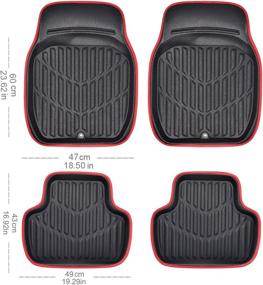 img 1 attached to CAR Pass Luxury Faux Leather Universal Fit 3D Waterproof Car Floor Mats - Premium Anti-Slip Safety for Suvs, Vans, Trucks - Pack of 4 - Durable, All-Weather Design - Easy to Clean - Black with Red Accents - Medium Size