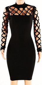 img 2 attached to AMiERY Women'S Hollow Out Dress Bandage Clubwear Long Sleeve Bodycon Dresses