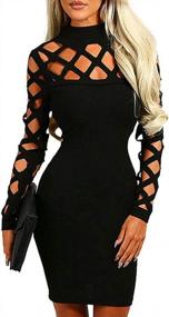 img 4 attached to AMiERY Women'S Hollow Out Dress Bandage Clubwear Long Sleeve Bodycon Dresses