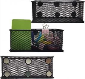 img 4 attached to Magnetic Pencil Holder Set - Organize Your Space With Ease Using EASEPRES Black Mesh Storage Baskets
