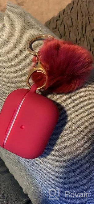 img 1 attached to AirPods 3 Case Cover 2021 Version Soft Silicone Fur Ball Keychain Women Shockproof Protective Visible Front LED Light Pink review by Jerry Leon