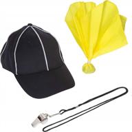 football referee accessory pack - hat, whistle and penalty flag for football games or halloween costumes, party, flag football, intramural sports and club sport logo