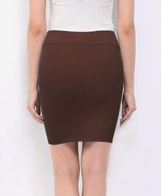 img 2 attached to Elastic Waist Stretch Bodycon Midi Pencil Skirt For Women, Ideal Office Wear