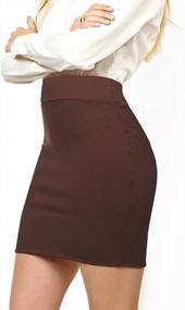 img 4 attached to Elastic Waist Stretch Bodycon Midi Pencil Skirt For Women, Ideal Office Wear