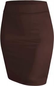 img 1 attached to Elastic Waist Stretch Bodycon Midi Pencil Skirt For Women, Ideal Office Wear