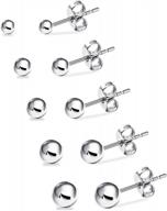 5 pairs of hypoallergenic stainless steel stud earrings in assorted sizes by uhibros logo