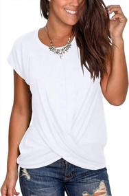 img 1 attached to Women'S Short Sleeve Round Neck T Shirt Front Twist Tunic Top - Jescakoo Casual Loose Fitted
