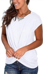 img 3 attached to Women'S Short Sleeve Round Neck T Shirt Front Twist Tunic Top - Jescakoo Casual Loose Fitted