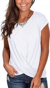 img 4 attached to Women'S Short Sleeve Round Neck T Shirt Front Twist Tunic Top - Jescakoo Casual Loose Fitted