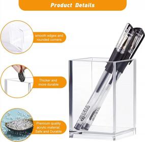 img 1 attached to 2 Pack MDHAND Pen Holder - Acrylic Desk Organizer For Pens, Pencils & Makeup Brushes