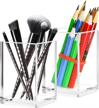 2 pack mdhand pen holder - acrylic desk organizer for pens, pencils & makeup brushes logo