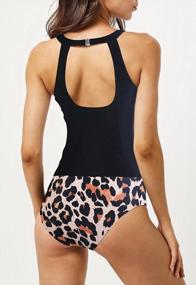 img 2 attached to Women High Neck Tankini Swimsuit Athletic Two Piece Bathing Suit With Boy Shorts