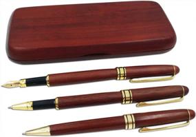 img 3 attached to Premium Wooden Pen Gift Set With Best Fountain, Ballpoint, And Gel Pens, Including Ink Refills And Luxury Case - Ideal For Business Promotions And Designer Writing Needs