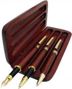 img 4 attached to Premium Wooden Pen Gift Set With Best Fountain, Ballpoint, And Gel Pens, Including Ink Refills And Luxury Case - Ideal For Business Promotions And Designer Writing Needs