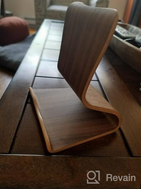 img 1 attached to SAMDI Wood Tablet Stand: Stylish Black Walnut Holder For IPad, Kindle, And Other Tablets (4-13 Inch) review by Justin Abrams