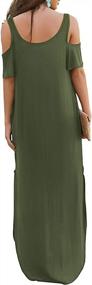 img 1 attached to Yanekop Women's Summer Casual Loose Maxi Dress: Cold Shoulder Short Sleeve Beach Dress with Pockets - Effortless Style and Functionality!