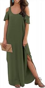 img 4 attached to Yanekop Women's Summer Casual Loose Maxi Dress: Cold Shoulder Short Sleeve Beach Dress with Pockets - Effortless Style and Functionality!