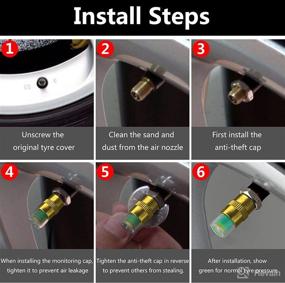 img 1 attached to 8PCS Tire Pressure Detection Cap | 2.2Bar 32PSI Upgrade | Anti-Theft Car Tire Pressure Monitor with Wrench & Nut | Tire Pressure Indicator Valve Stem Cap for Motorcycles, SUVs, Bikes, Trucks | Dust Stem Cover | Gold