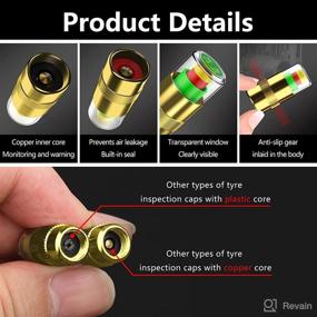 img 2 attached to 8PCS Tire Pressure Detection Cap | 2.2Bar 32PSI Upgrade | Anti-Theft Car Tire Pressure Monitor with Wrench & Nut | Tire Pressure Indicator Valve Stem Cap for Motorcycles, SUVs, Bikes, Trucks | Dust Stem Cover | Gold