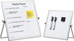 img 4 attached to MAKELLO Double-Sided Portable Whiteboard Calendar With Stand - Compact 10X10 Inch Weekly Planner For Home, Office, And School Use