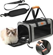 🐱 portable cat travel carrier bag with machine washable liner - soft pet carrier for small to medium cats and puppies up to 15 ib - airline approved logo