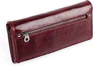 secure your essentials with tanpell rfid-blocking leather zip around wallet - women's large travel purse & checkbook holder in burgundy logo