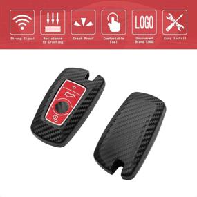 img 2 attached to 🔑 TANGSEN Keyless Entry Remote Case Cover for BMW 1 3 4 5 6 7 Series GT3 GT5 M5 M6 X3 X4 - Carbon Fiber Texture, Red Color