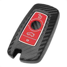 img 4 attached to 🔑 TANGSEN Keyless Entry Remote Case Cover for BMW 1 3 4 5 6 7 Series GT3 GT5 M5 M6 X3 X4 - Carbon Fiber Texture, Red Color