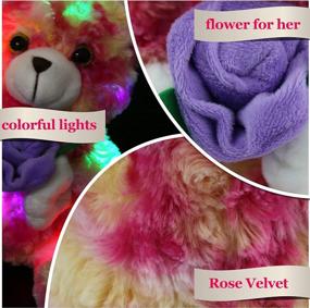 img 2 attached to BSTAOFY LED Teddy Bear Plush With Purple Rose Lights Up - 9 Inch Glow In The Dark Stuffed Animal Ideal Gift For Girlfriend On Birthday, Valentine'S Day And More