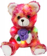 bstaofy led teddy bear plush with purple rose lights up - 9 inch glow in the dark stuffed animal ideal gift for girlfriend on birthday, valentine's day and more logo