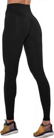 img 4 attached to Women'S High Waisted Back Ruched Butt Lift Leggings - COCOLEGGINGS Black M