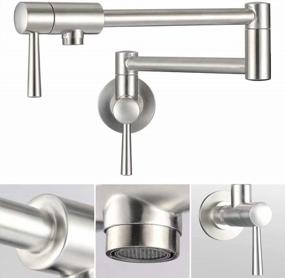 img 4 attached to Commercial Stainless Steel Pot Filler Faucet - Wall Mounted Kitchen Sink With Folding, Stretchable Arm And Dual Handles