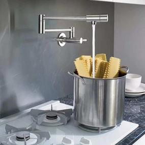 img 1 attached to Commercial Stainless Steel Pot Filler Faucet - Wall Mounted Kitchen Sink With Folding, Stretchable Arm And Dual Handles