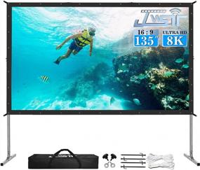 img 4 attached to JWSIT 135-Inch Outdoor Movie Screen: Upgraded 3-Layer PVC 16:9 Projection Screen & Stand Bundle - Portable Video Screen For Home Theater Or Backyard Movie Nights, With Carrying Bag Included