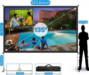 img 3 attached to JWSIT 135-Inch Outdoor Movie Screen: Upgraded 3-Layer PVC 16:9 Projection Screen & Stand Bundle - Portable Video Screen For Home Theater Or Backyard Movie Nights, With Carrying Bag Included