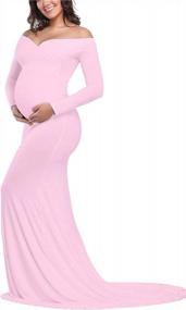 img 3 attached to Elegant Fitted Maternity Gown With Cross V Neck, Ruched Details, And Long Sleeves - Perfect For Pregnancy Photography Sessions