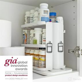 img 2 attached to Cabinet Caddy SNAP! White Pull & Rotate Spice Rack Organizer - Adjustable Snap-In Shelves for 5 Levels of Storage - Magnetic Modular Design - Non-Skid Base - Convenient Size: 8.9”H x 6.1”W x 10.8”D